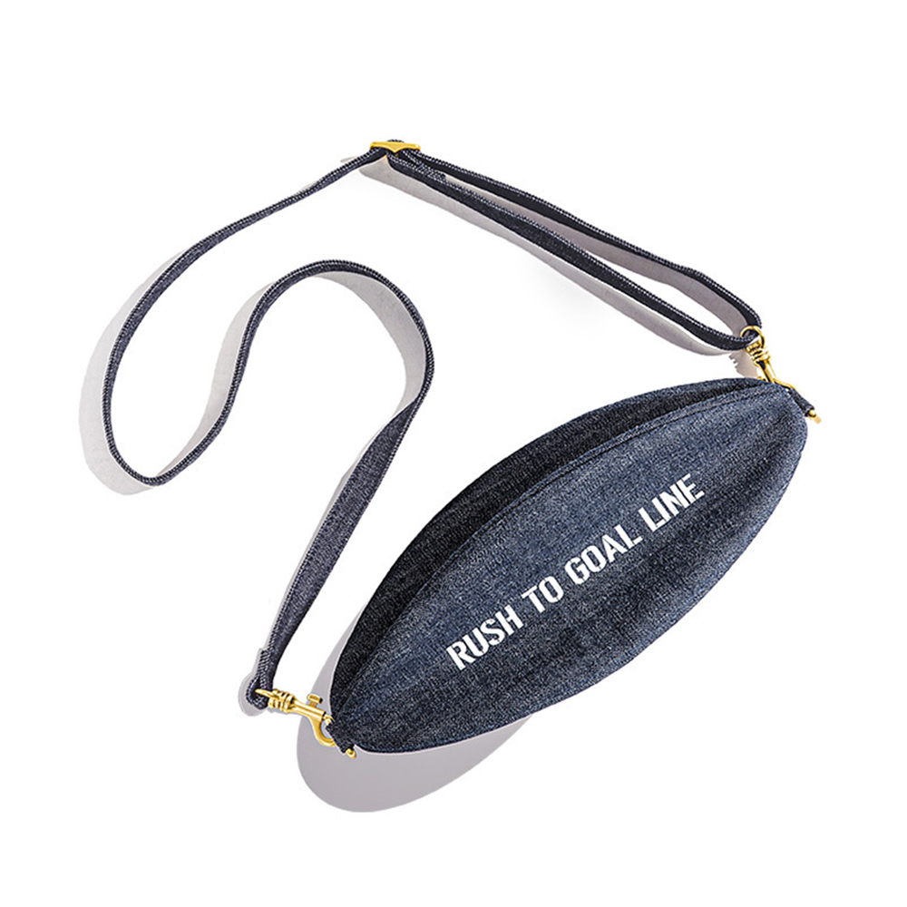 アメリカンヴィンテージ　 ビッグサイズデニムラグビーボール型ショルダーバッグ