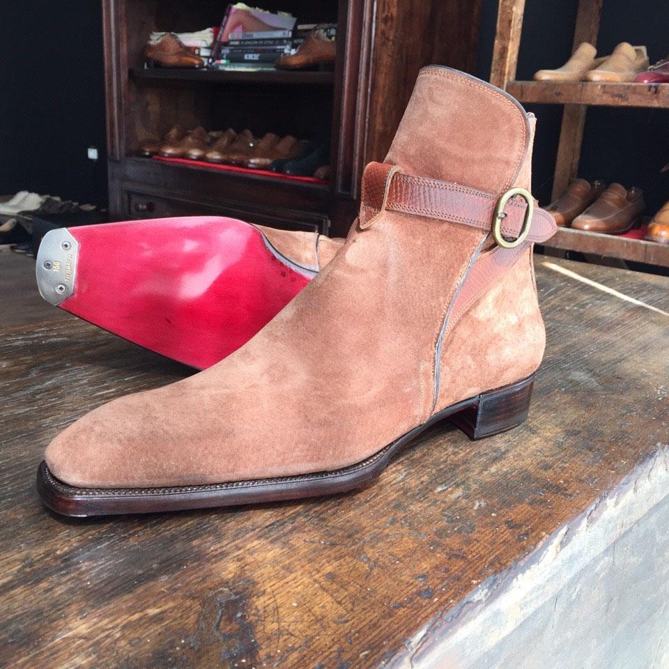 Men's brown suede monk boots