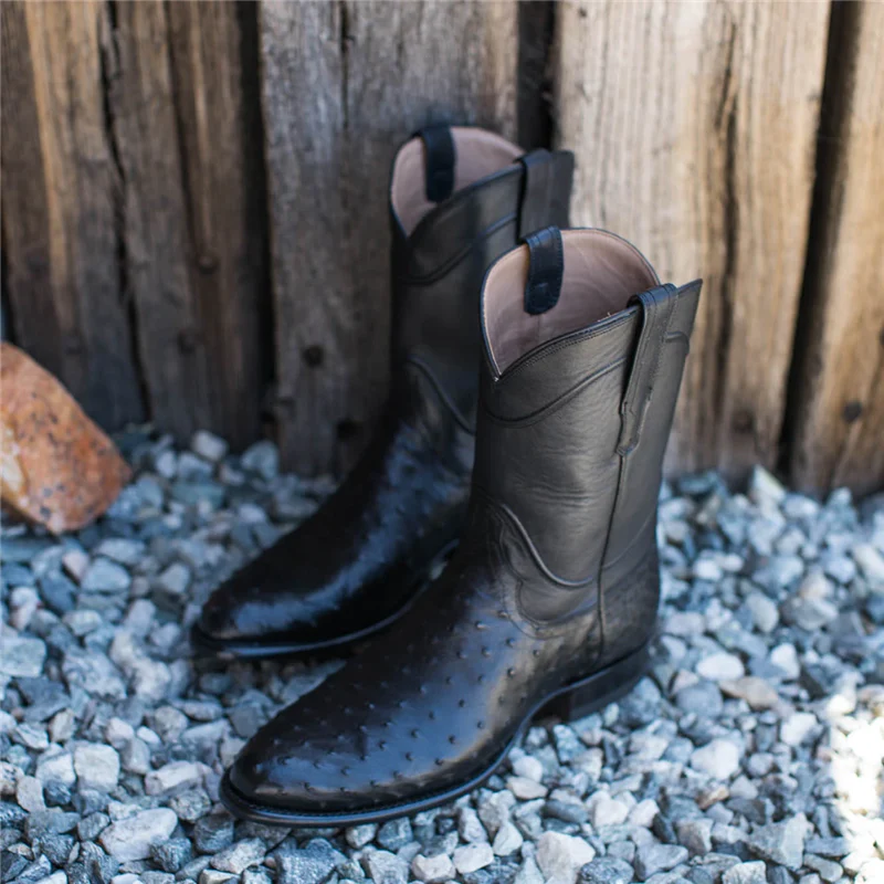 High-top ostrich pattern custom boots