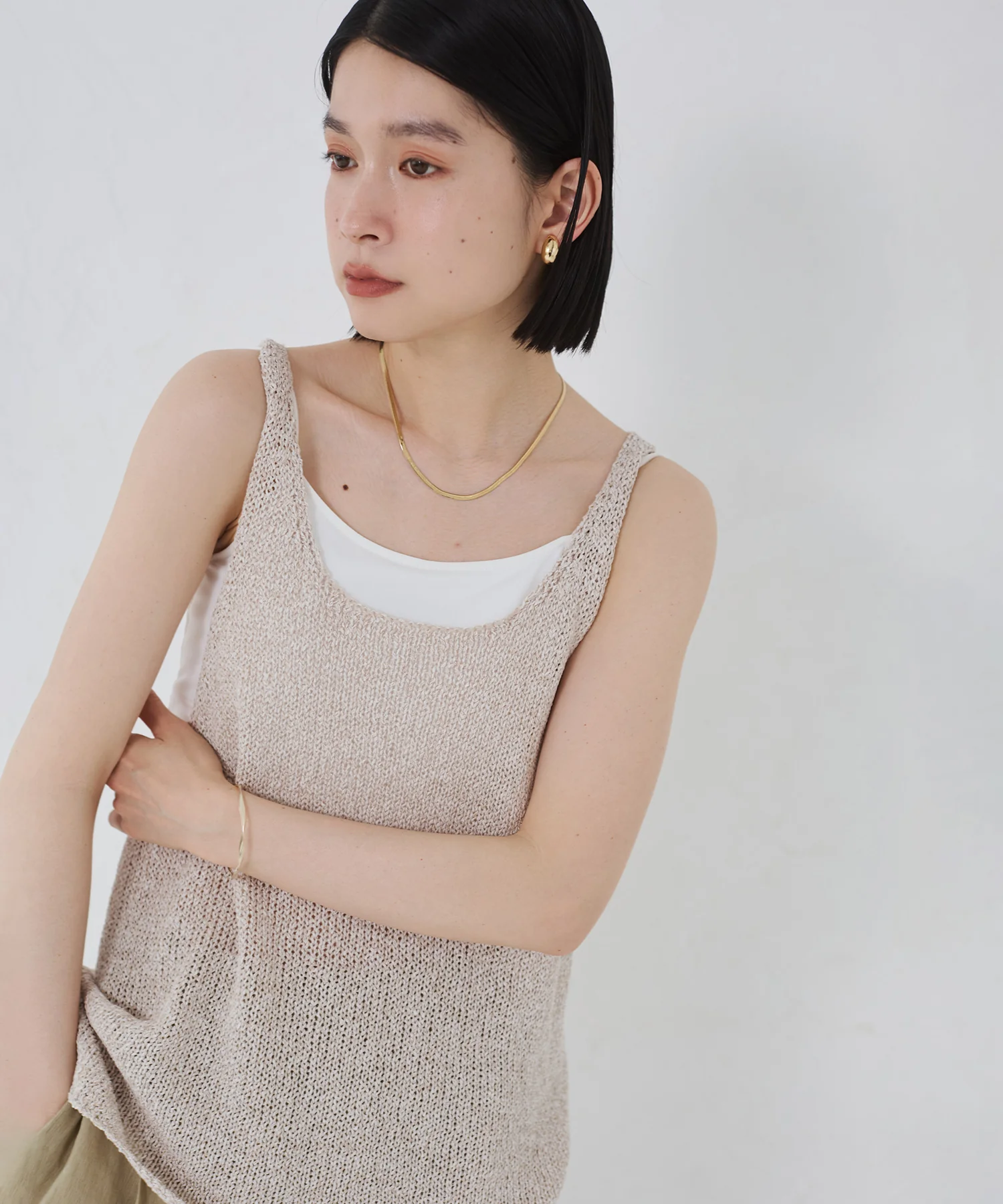 ペーパーヤーン オーバーニットタンク