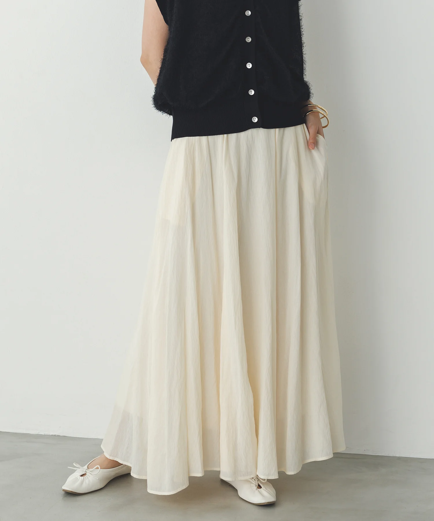 【新色追加】ハイツイストシアー マキシフレアスカート