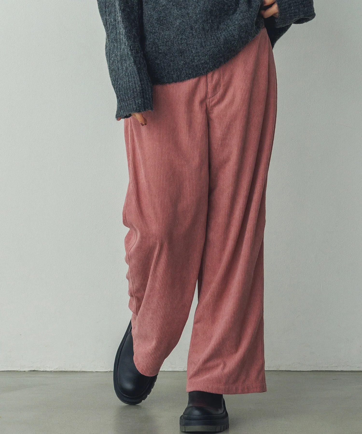 コーデュロイ ワイドストレートパンツ