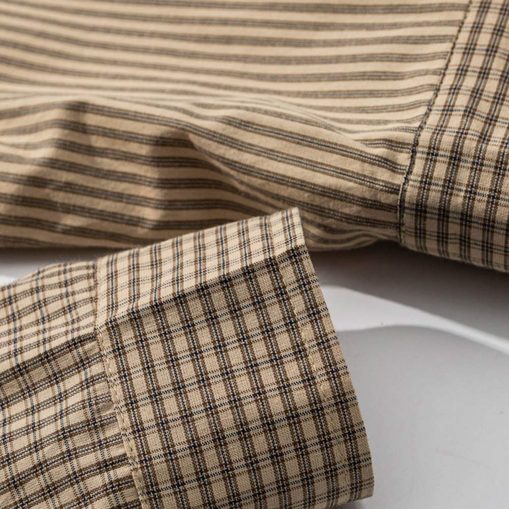 レトロ先染めチェック 　魚マジックテープ長袖シャツ