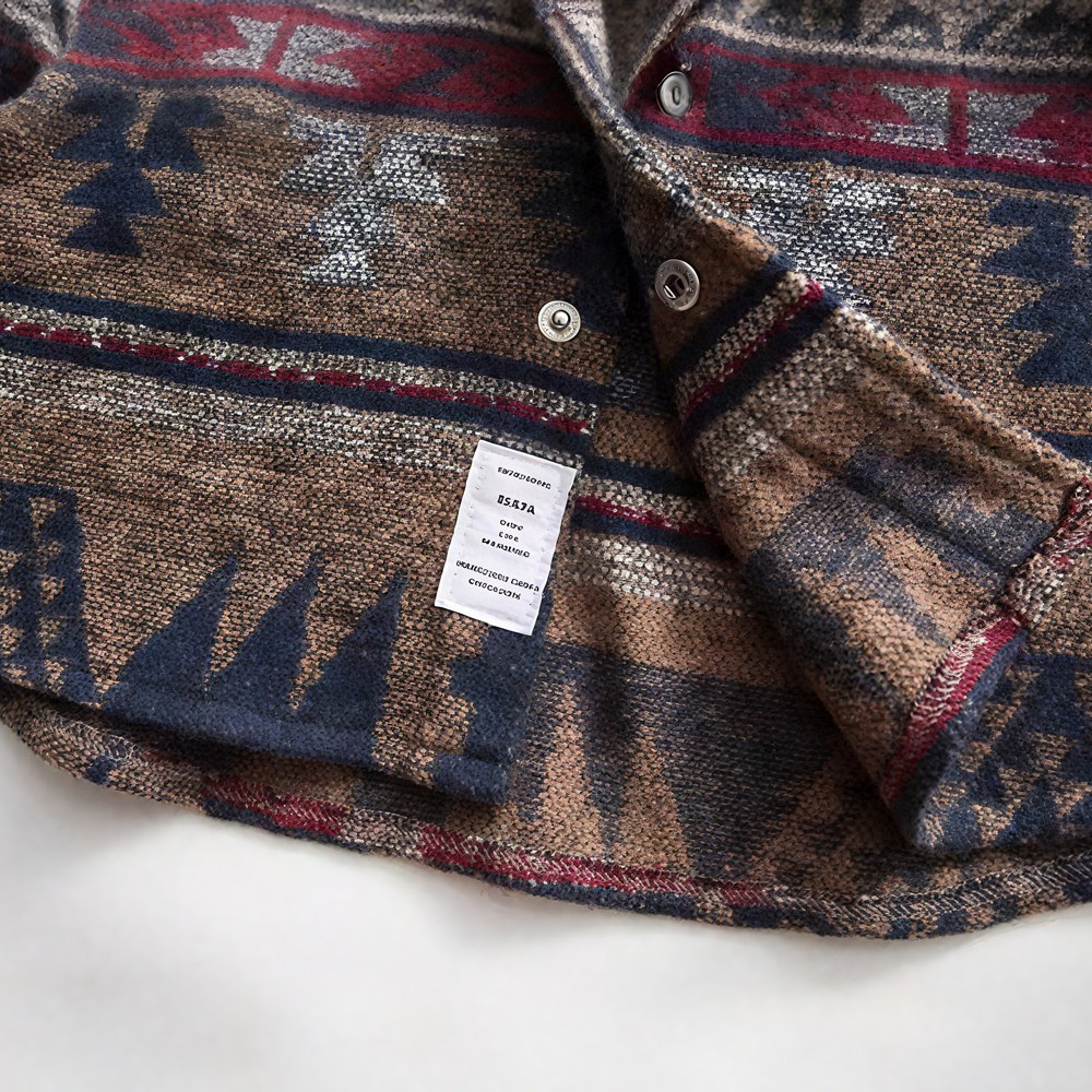 ウール混紡ナバホ柄先染めジャカード長袖シャツ