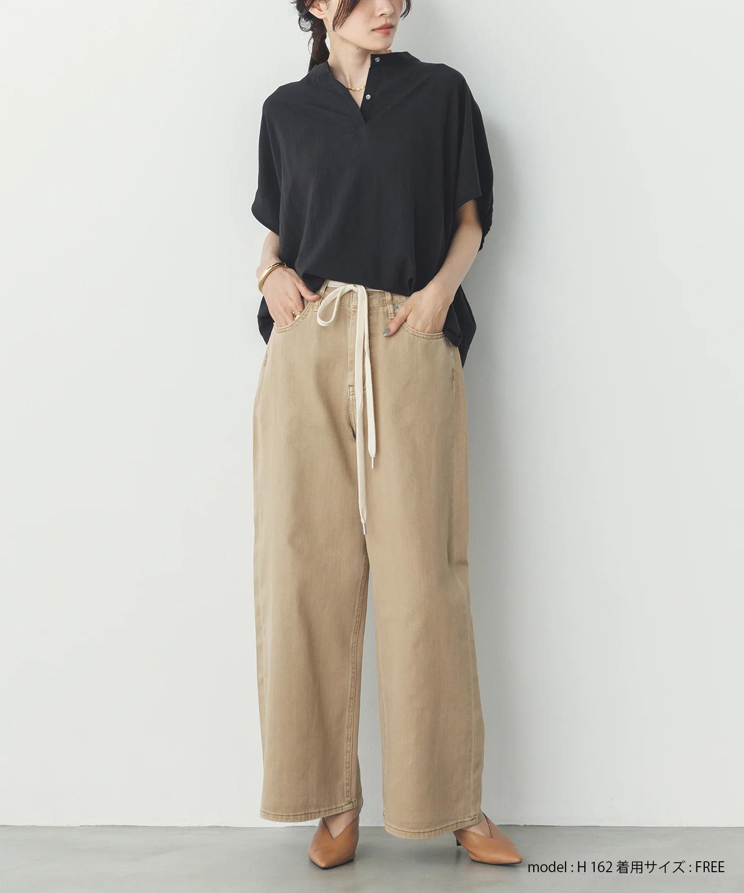 スパンローン ボリュームフレンチブラウス