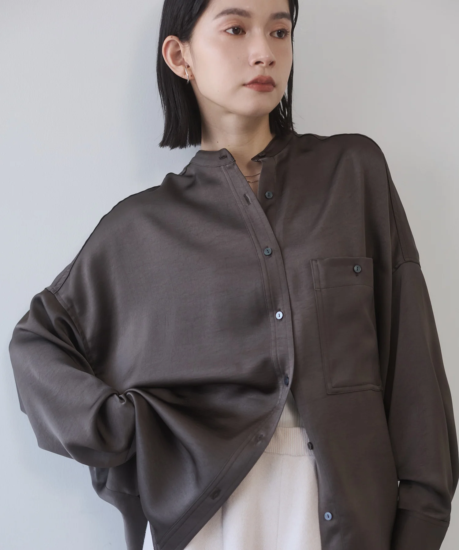 マットサテン オーバーシャツ