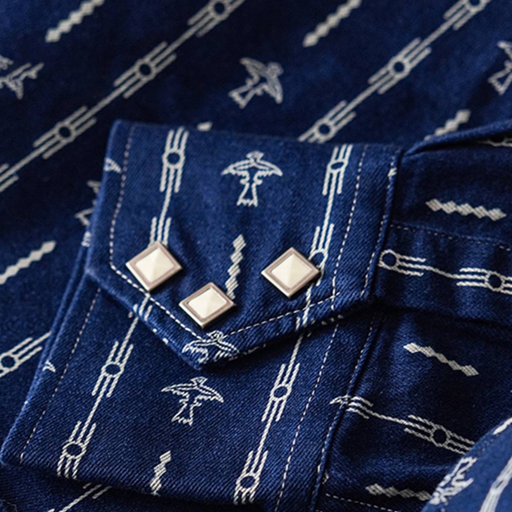 ワバッシュ　インディアンサンダーバードトーテムデニムシャツ