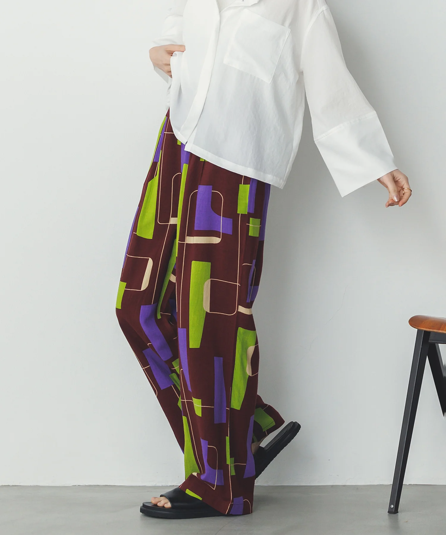 レーヨン スラブプリント イージーパンツ