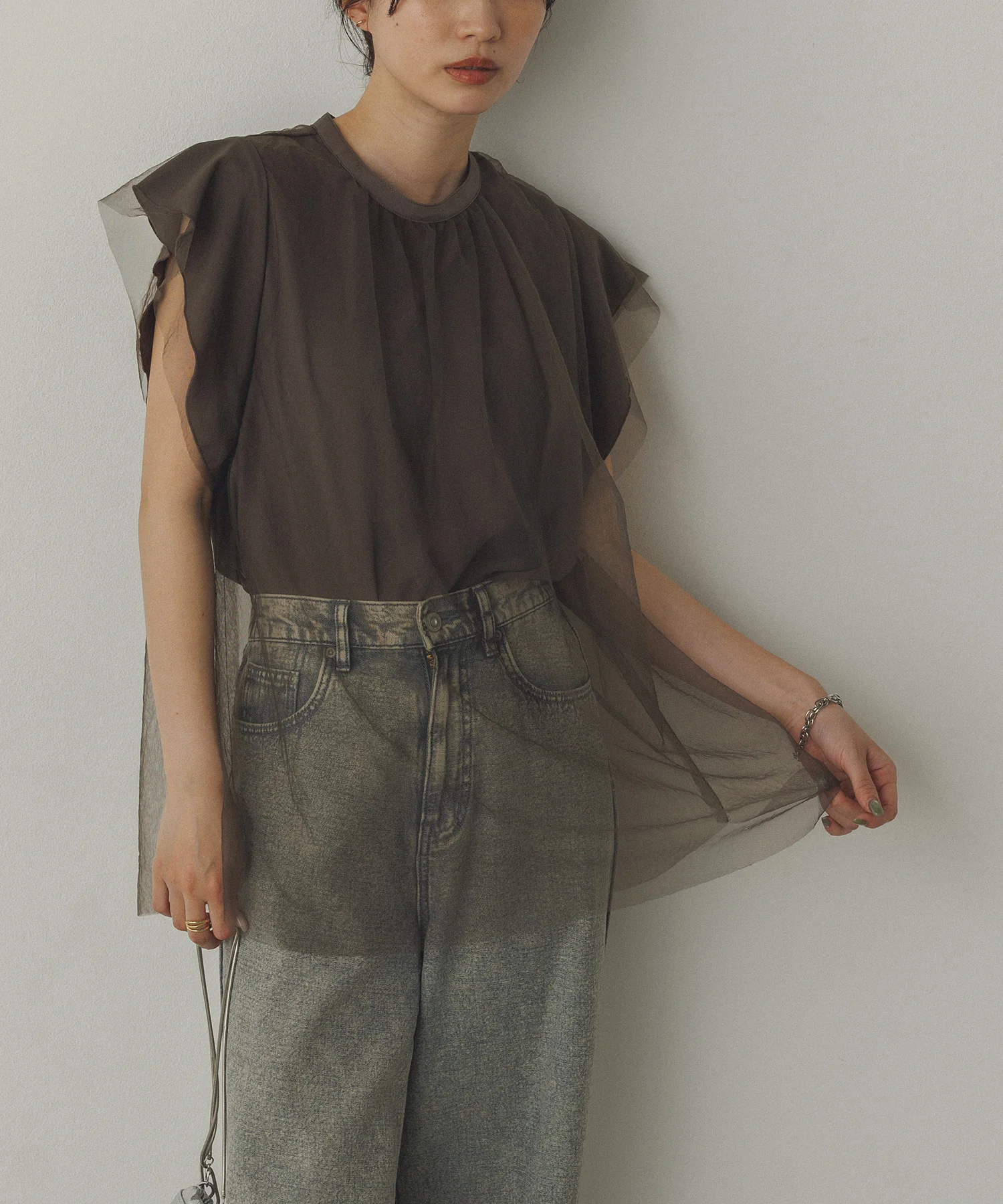 チュール レイヤードブラウス