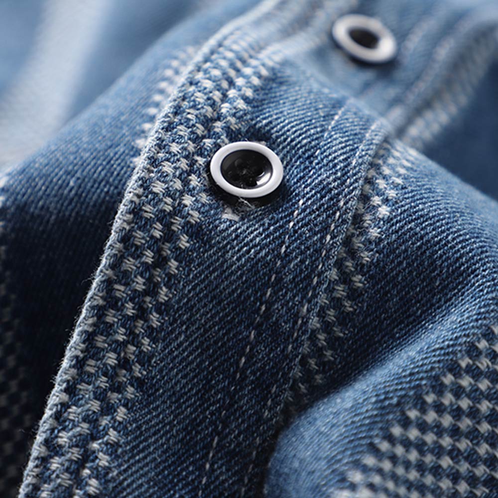 ストライプ柄　ヘビーウェイトウォッシュデニムシャツ