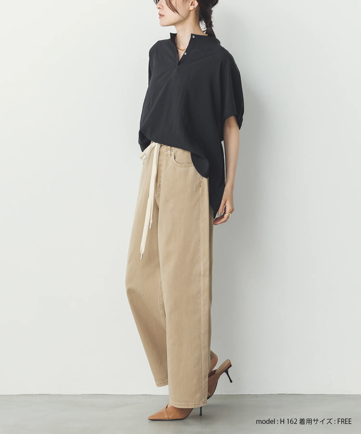 スパンローン ボリュームフレンチブラウス