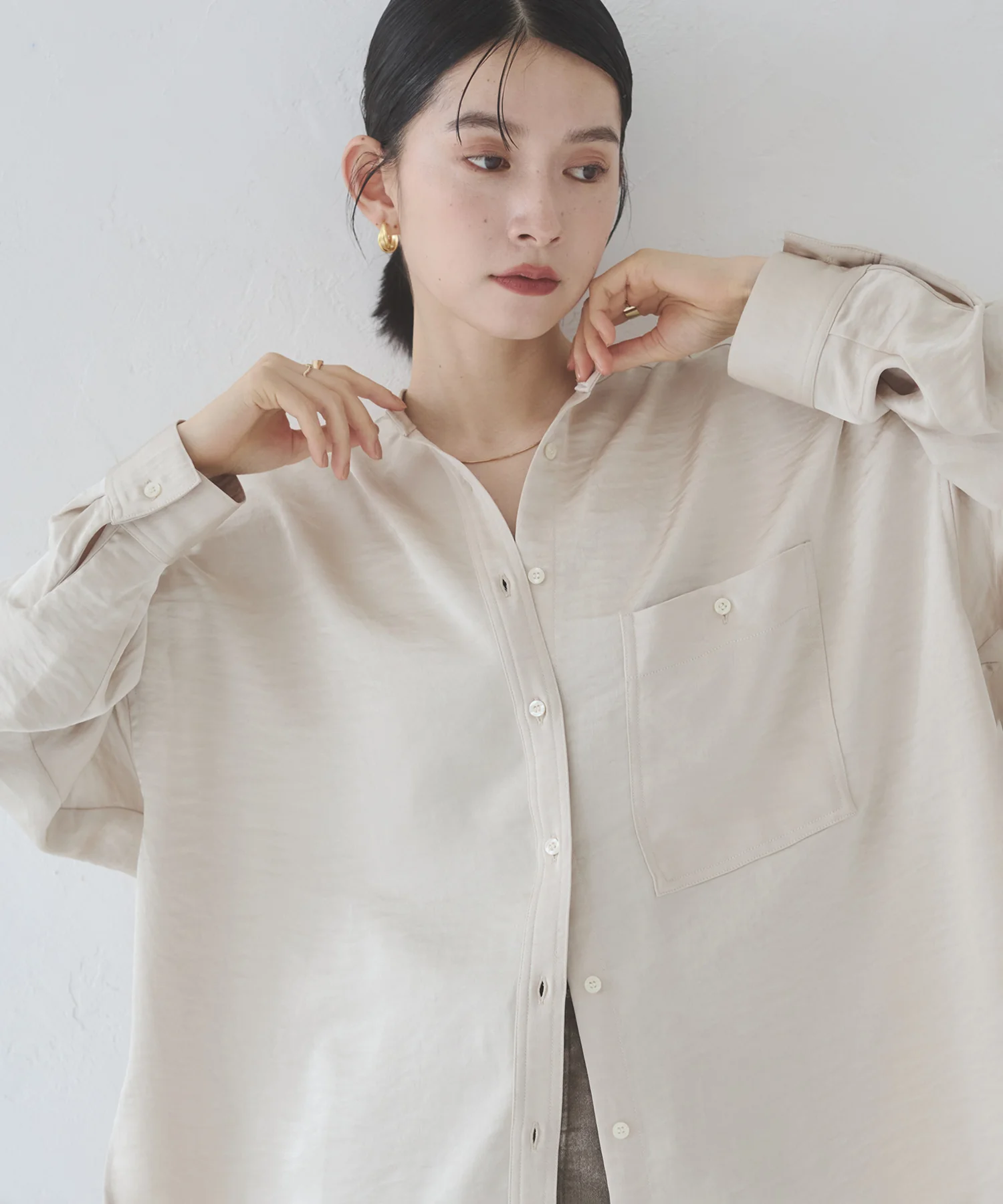 マットサテン オーバーシャツ