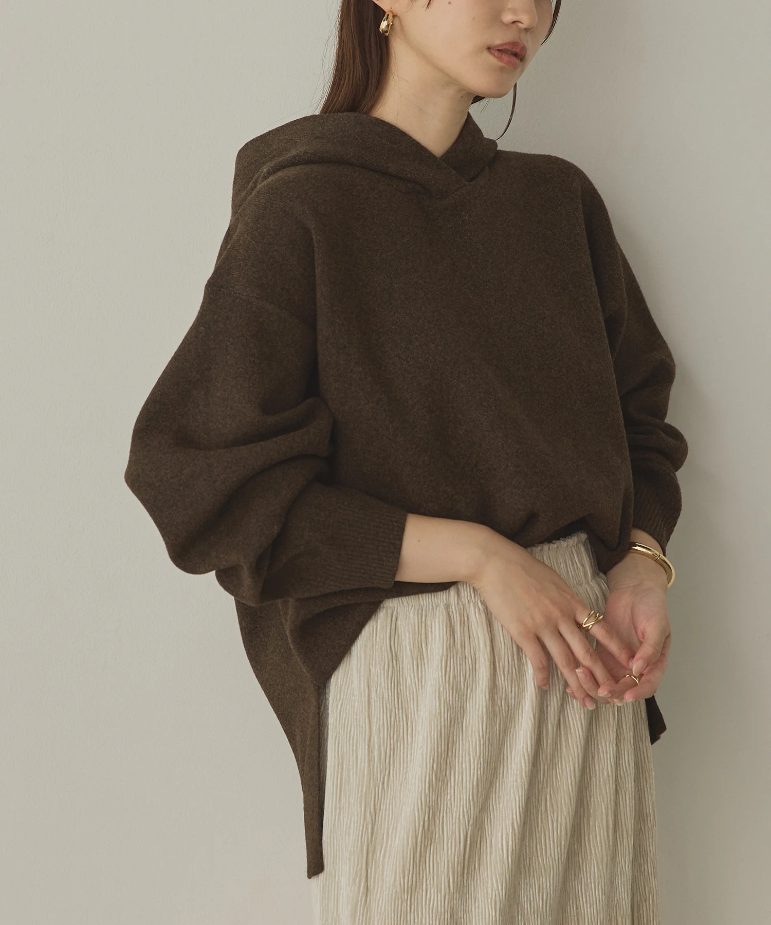 ニット フードパーカー