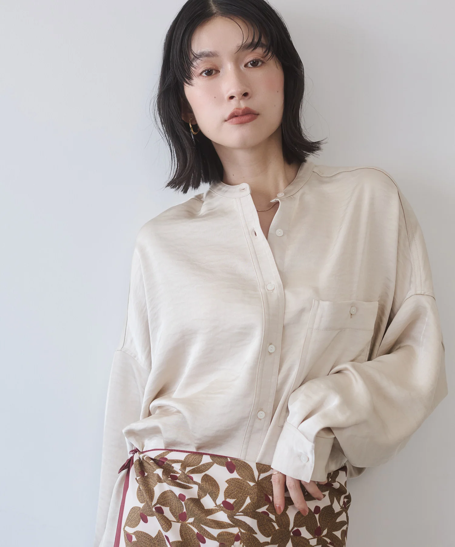 マットサテン オーバーシャツ