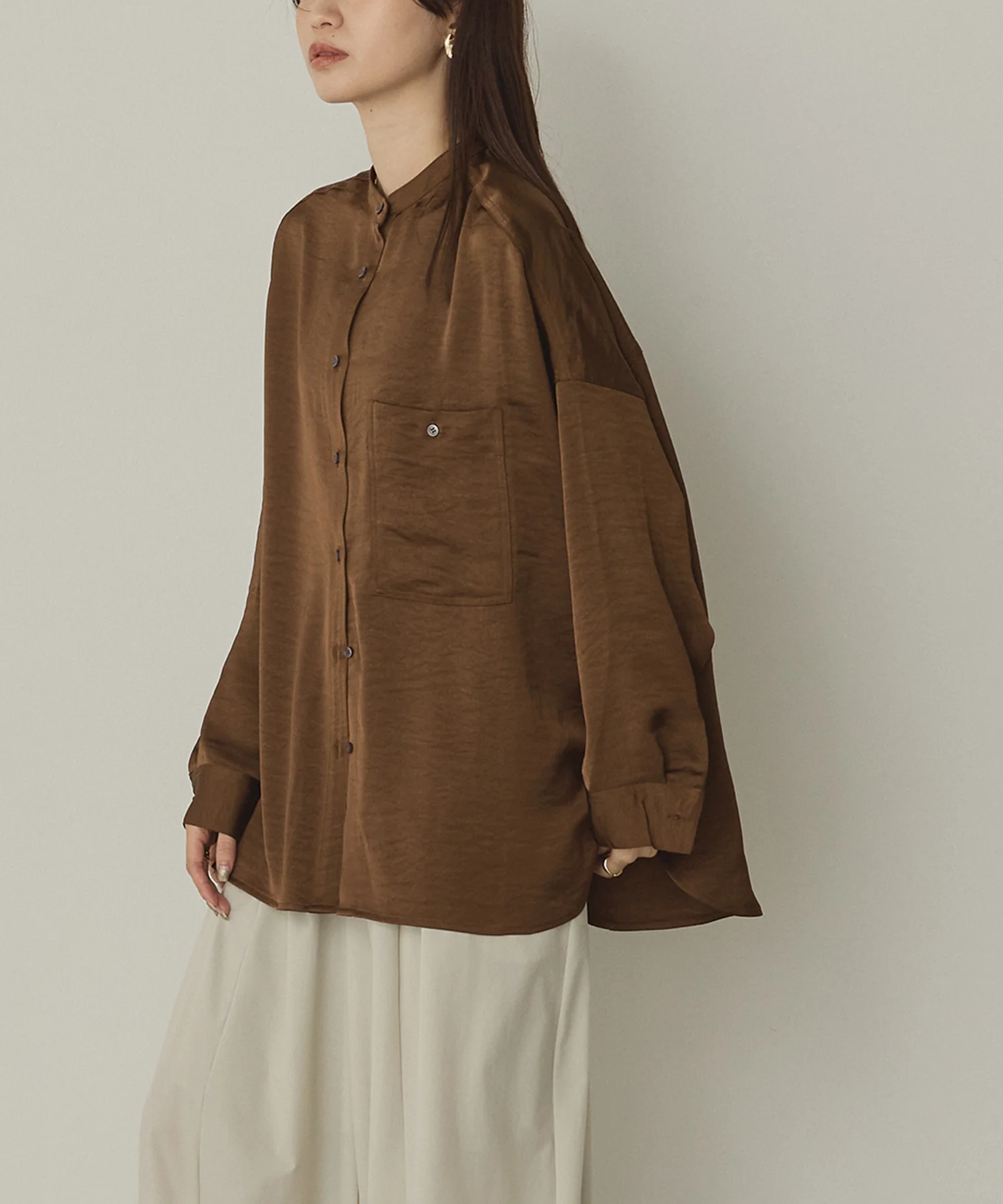 マットサテン オーバーシャツ