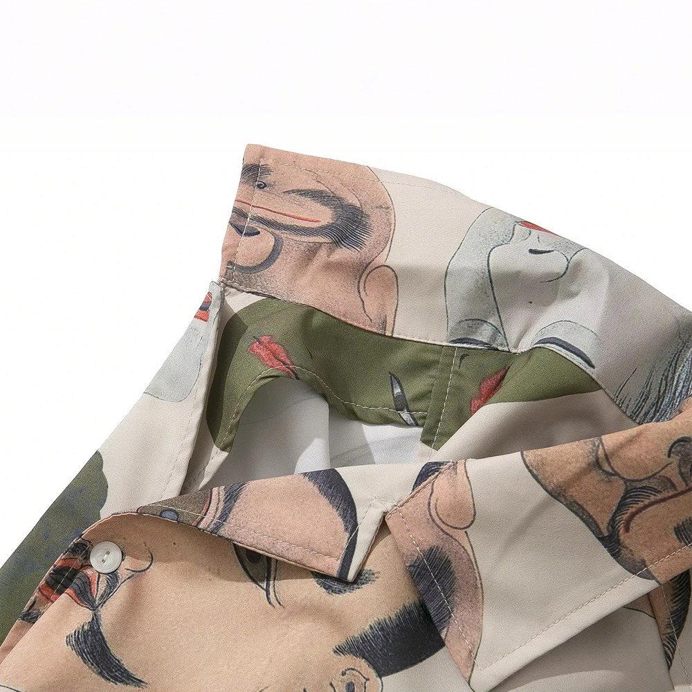 浮世絵　能面モチーフアロハシャツ