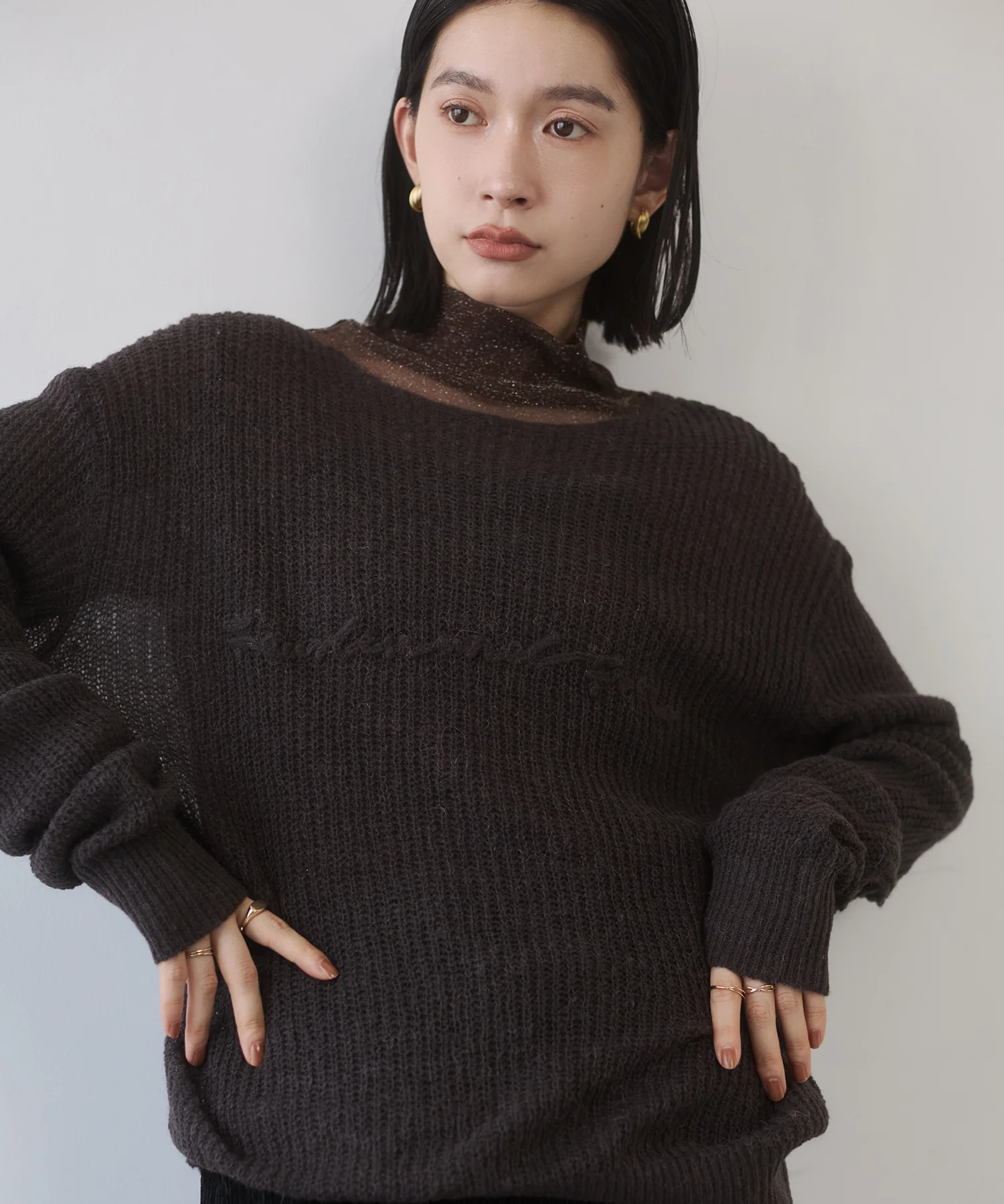 アルパカニット ロゴシアートップス