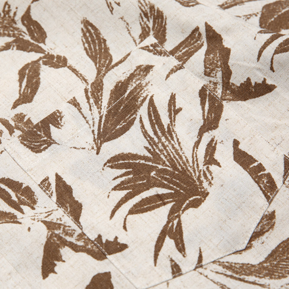 アメカジ綿麻プリントシャツ半袖 