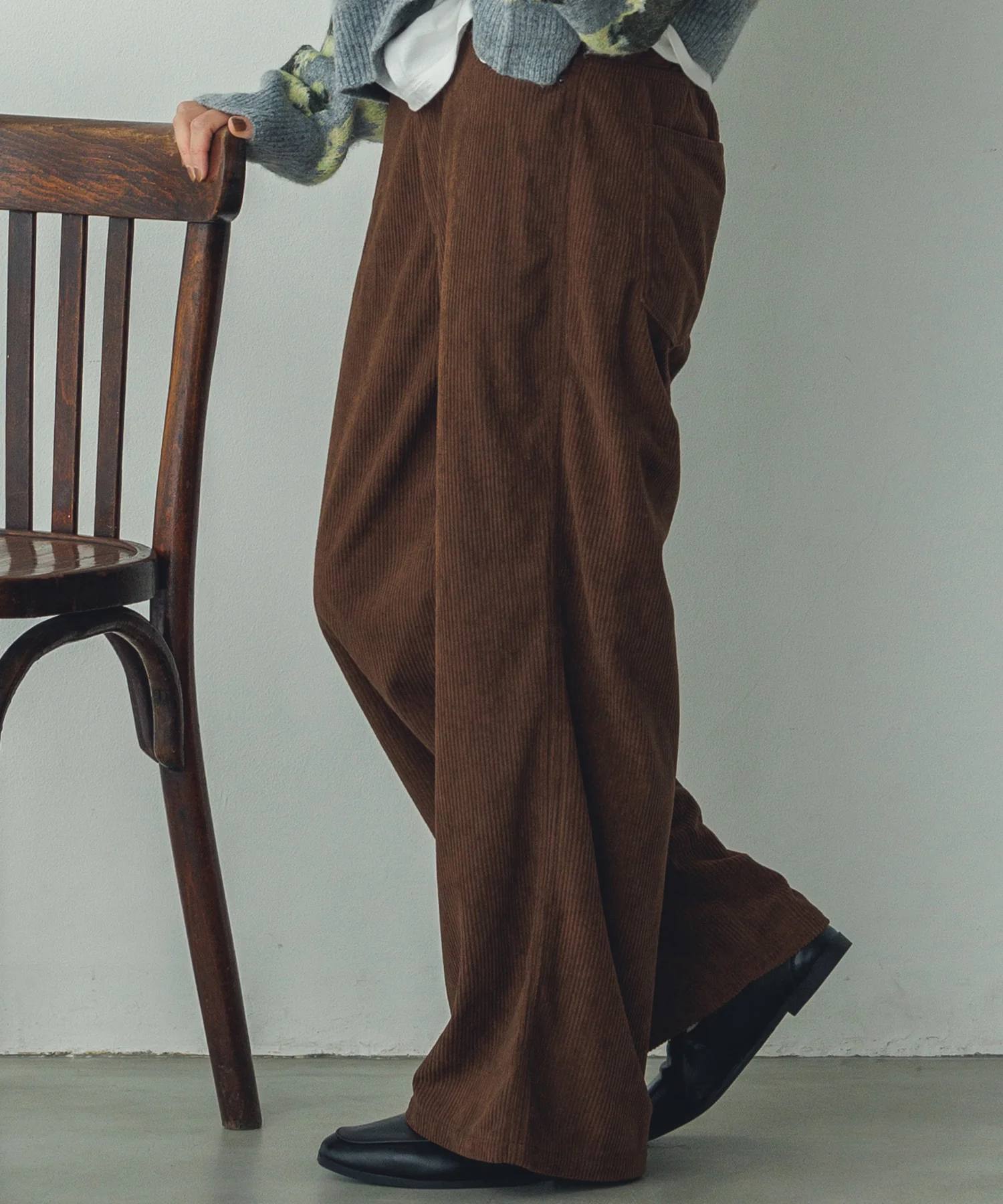 コーデュロイ ワイドストレートパンツ