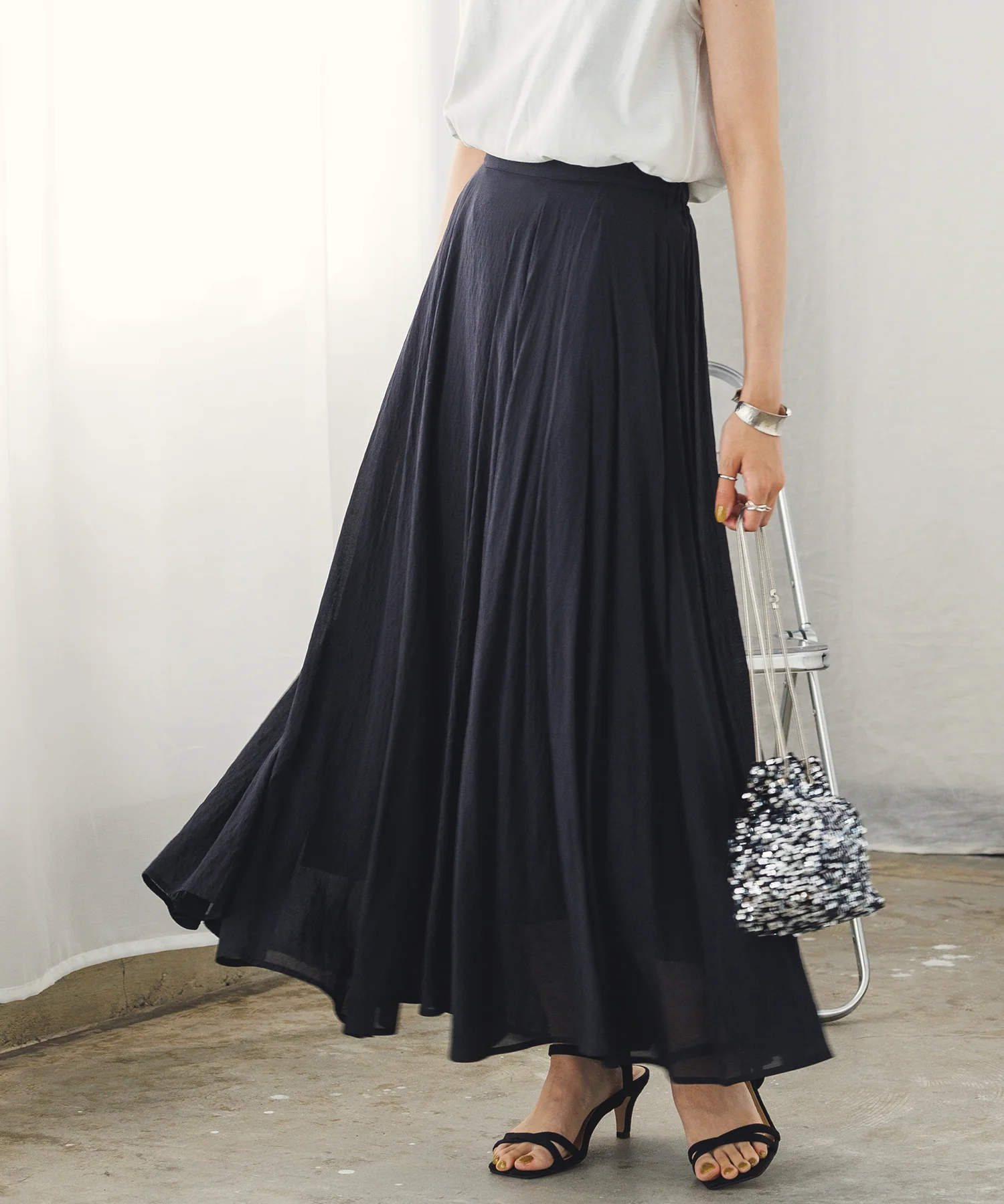 【新色追加】ハイツイストシアー マキシフレアスカート