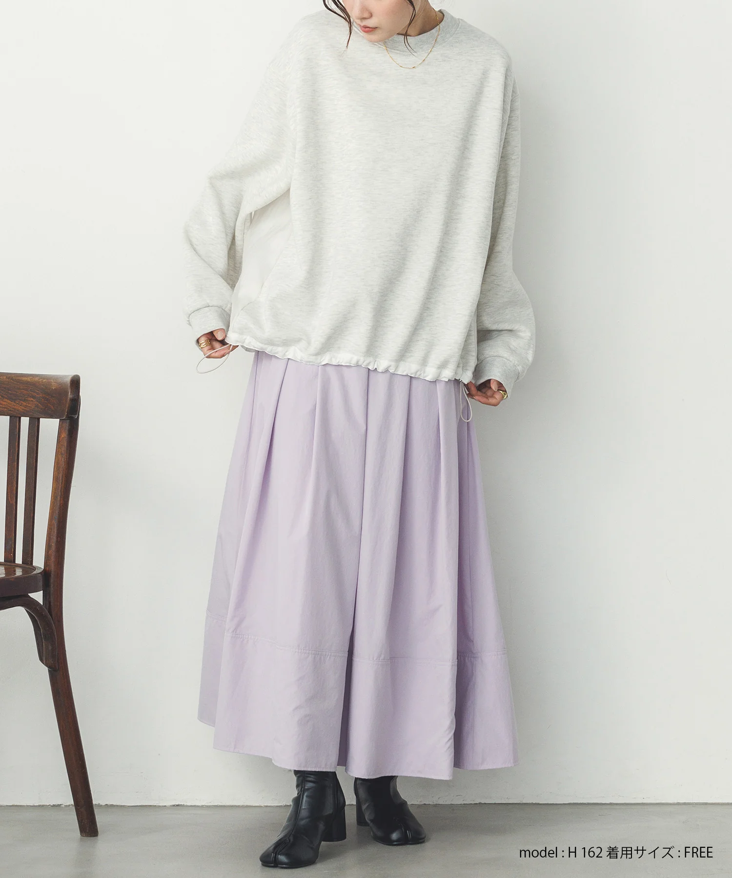 バックシアー 裏起毛バルーンスウェット