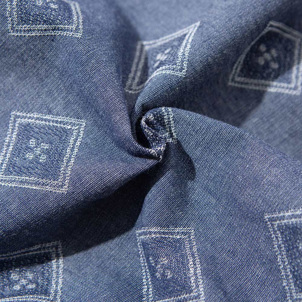 和風シンプルデザイン　レトロな幾何学ジャカード長袖シャツ