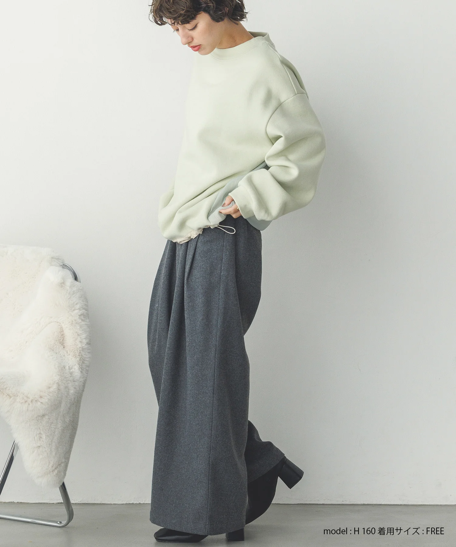 バックシアー 裏起毛バルーンスウェット