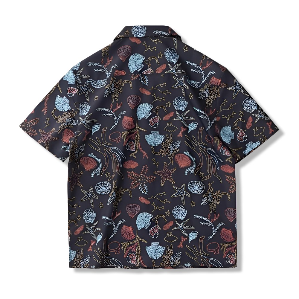 「潮干狩り」マリンモチーフプリント半袖シャツ