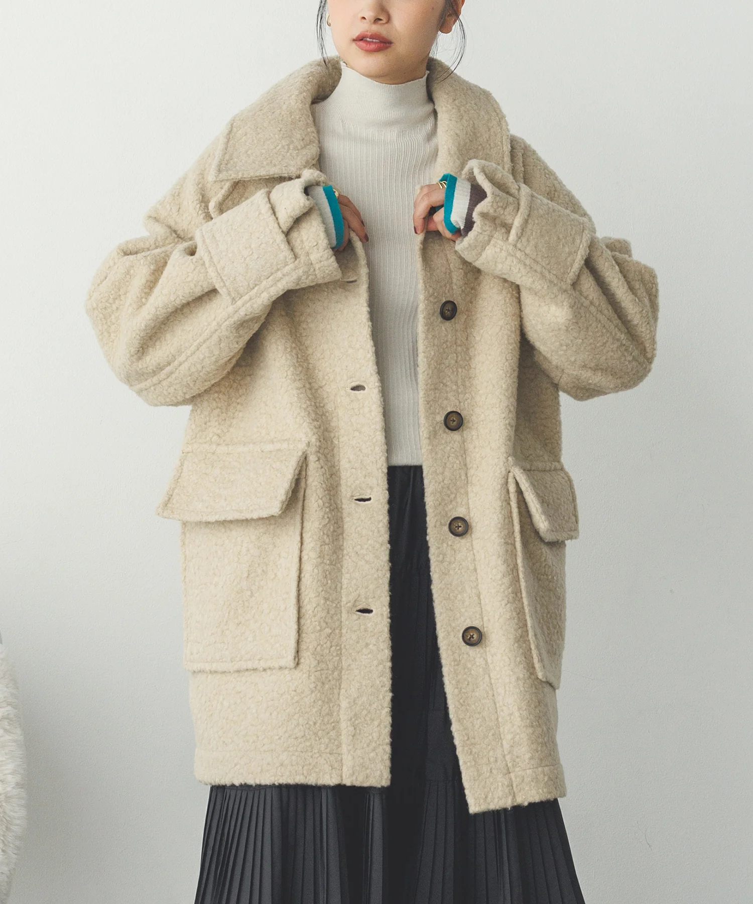 ブークレ ミドルシャツコート