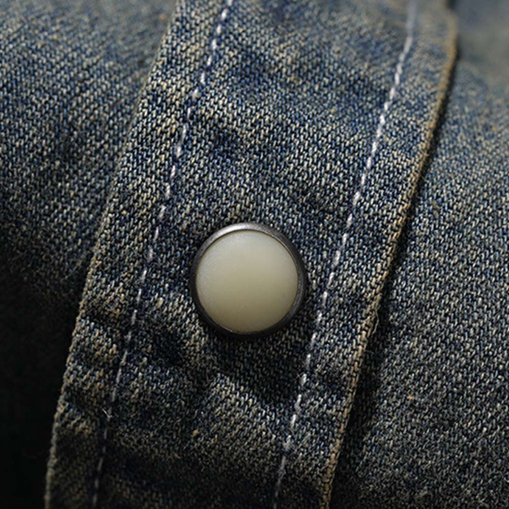 ジョーカーデビルカード　刺繍入り黄土ウォッシュデニムシャツ