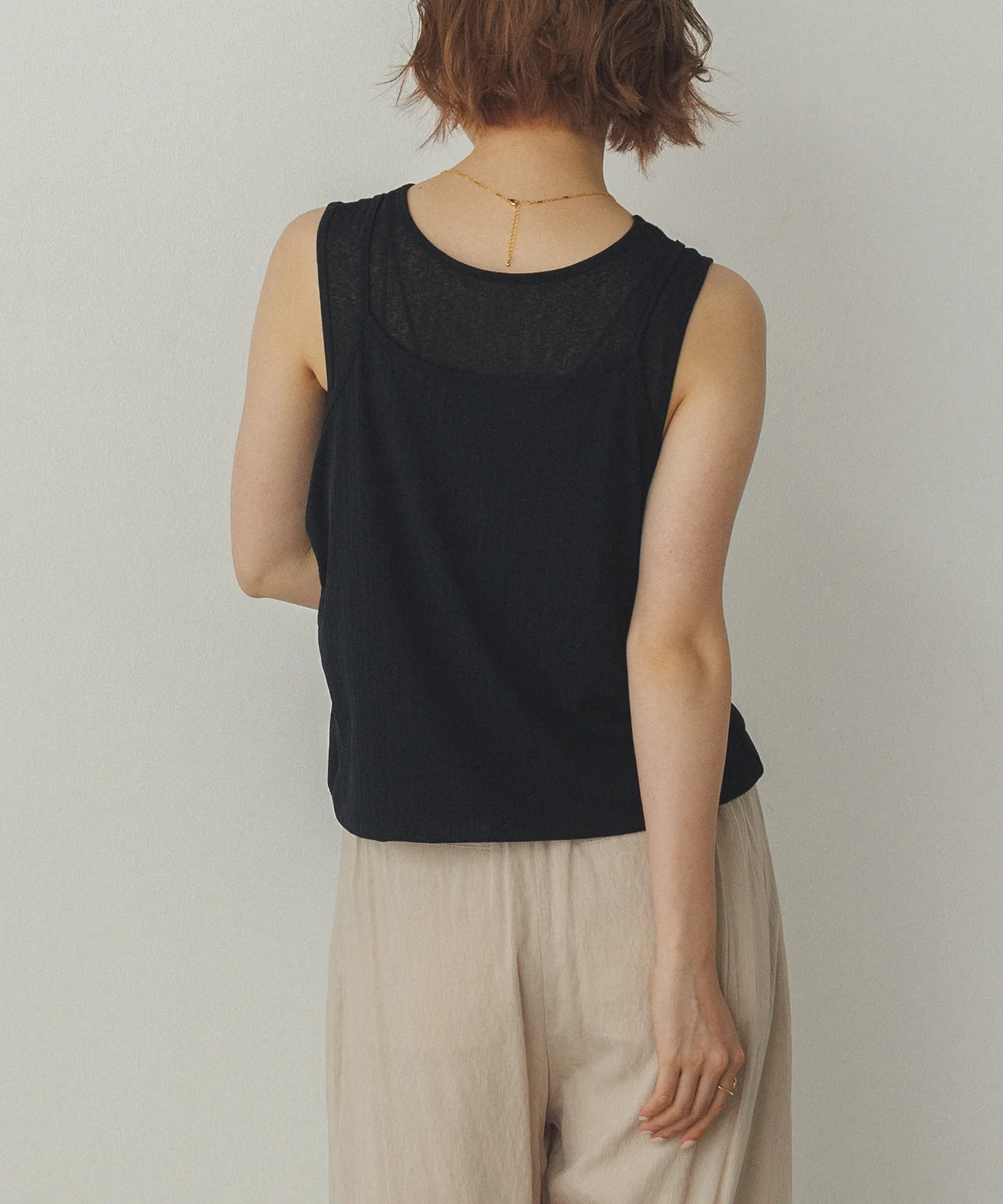 ランダムリブ シアータンクトップ