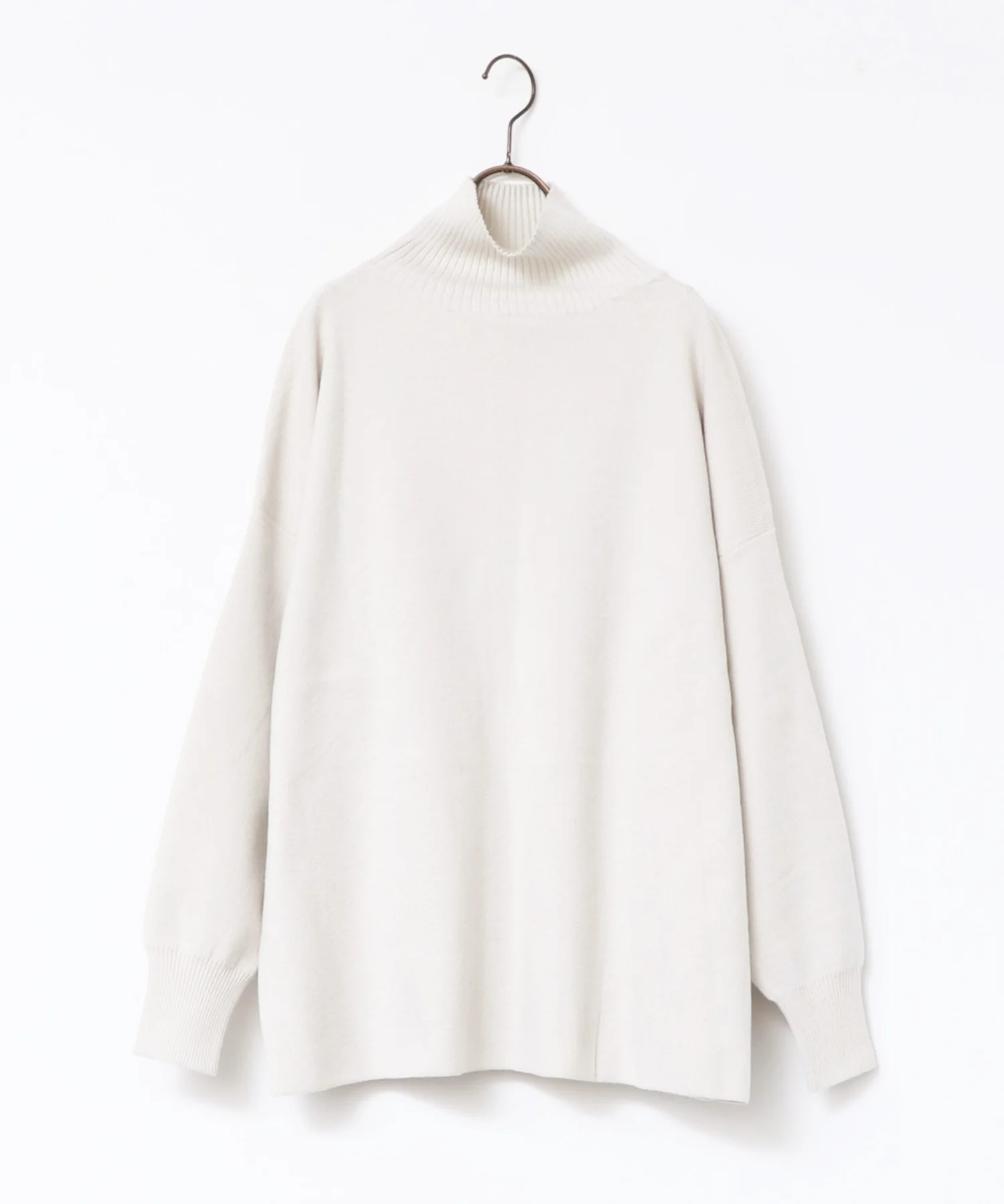 【静電気防止】やわもちヤーン バックスリットハイネックニット