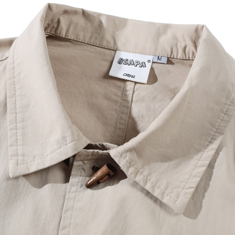 レトロ風トグルボタンシャツ 半袖