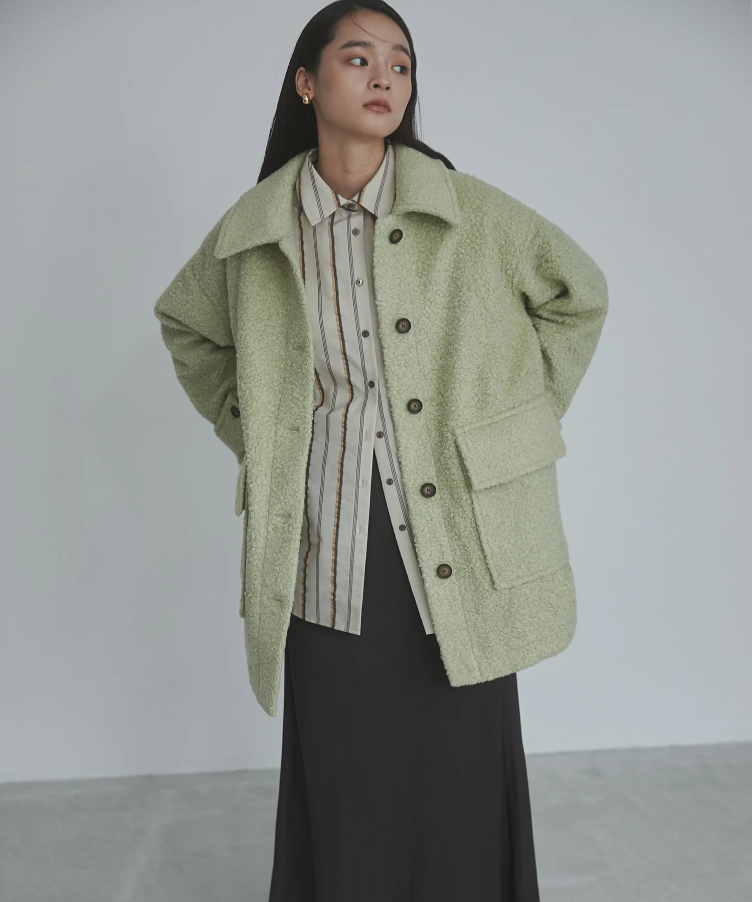 ブークレ ミドルシャツコート