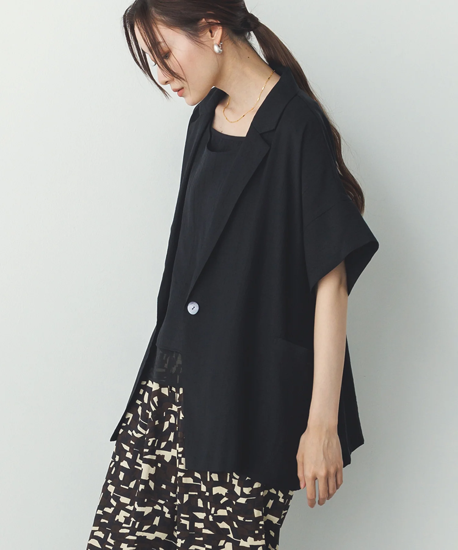 ワッシャーサテン シャツジャケット