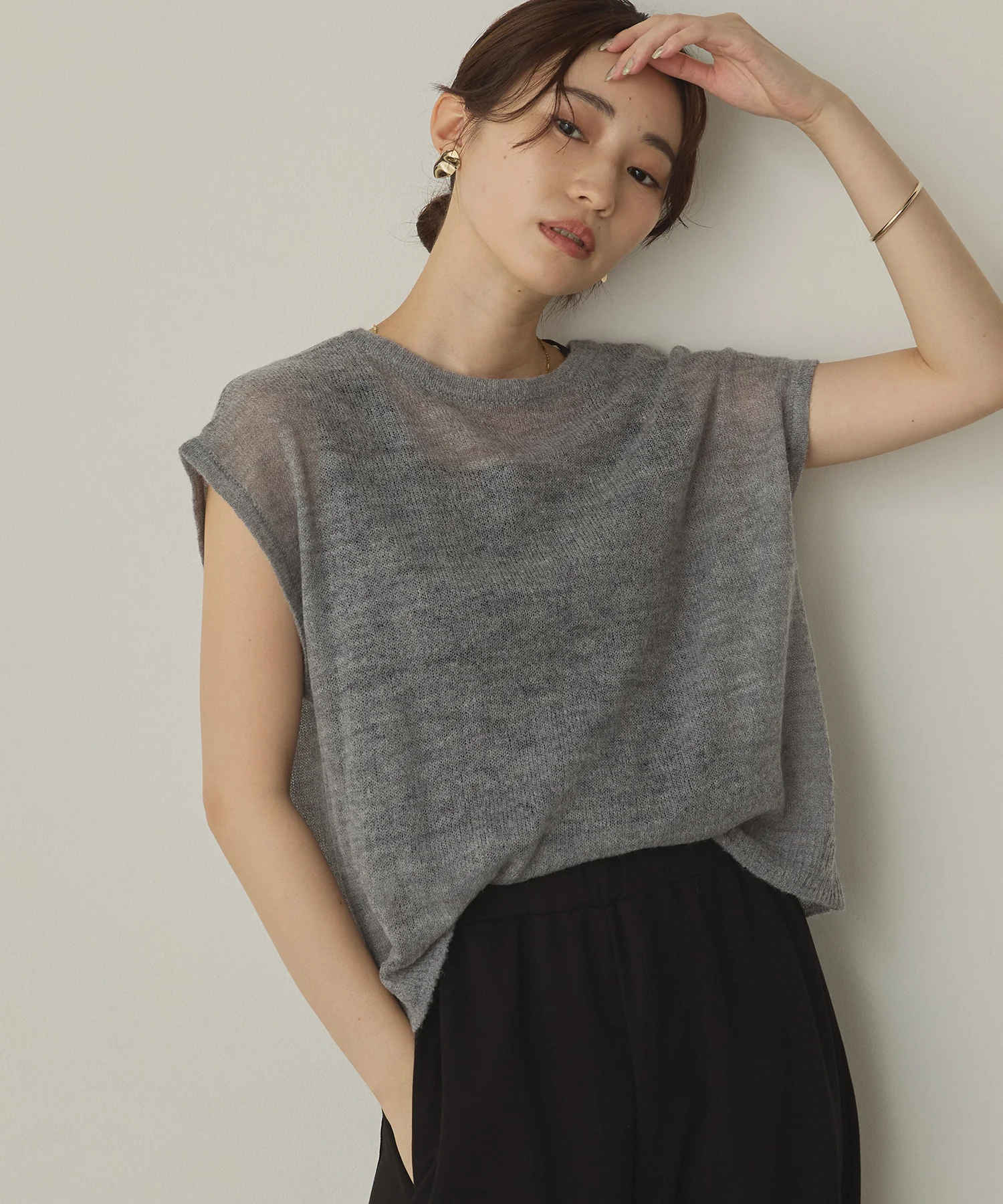 前後2WAY バックリボンシアーニット