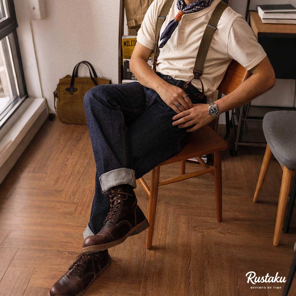 アメリカンクラシック　杢調リジッドセルビッジデニムパンツ