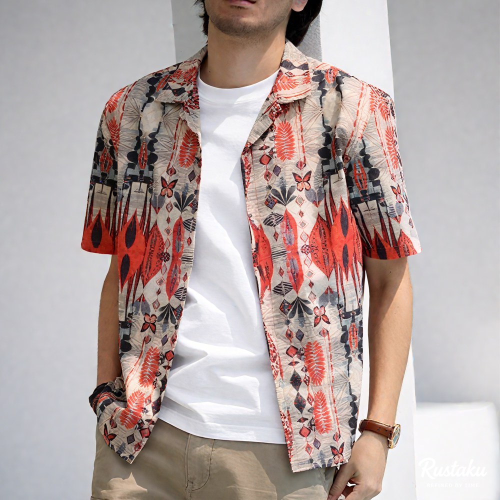 1950sレトロ風総柄アロハシャツ