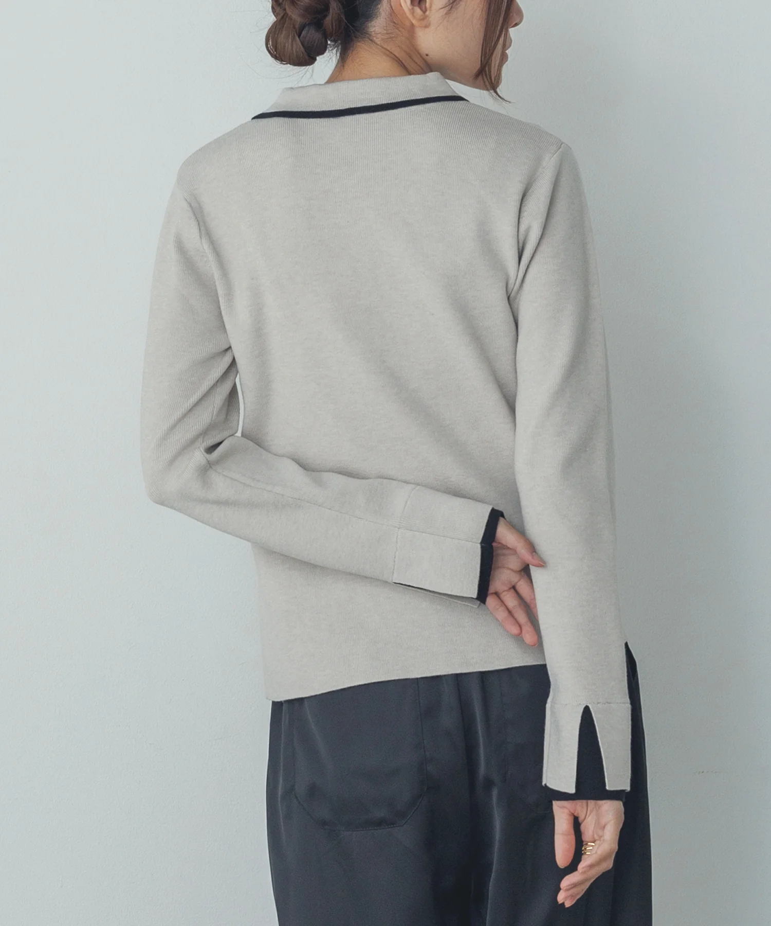 【静電気防止】やわもちヤーン Wジップポロニット