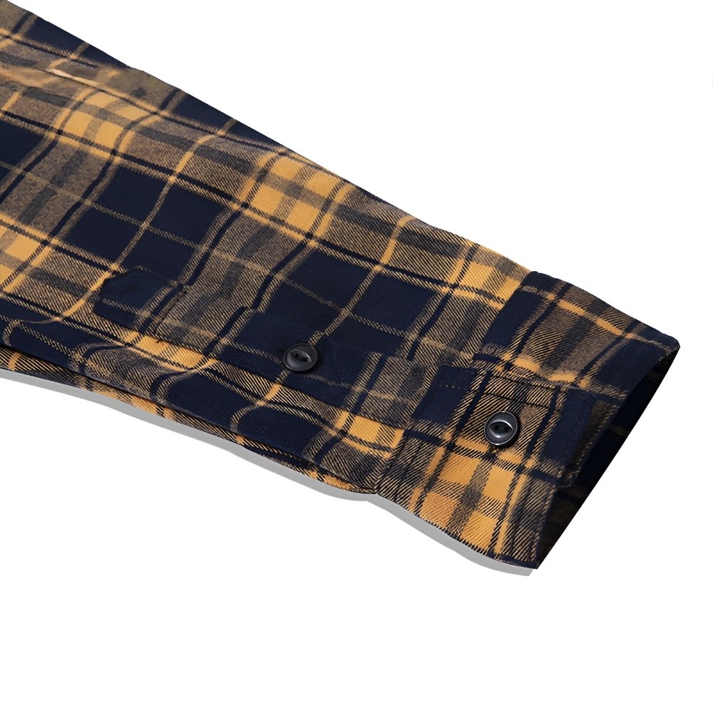 定番デザイン　ヘビーウェイトタータンチェック長袖シャツ