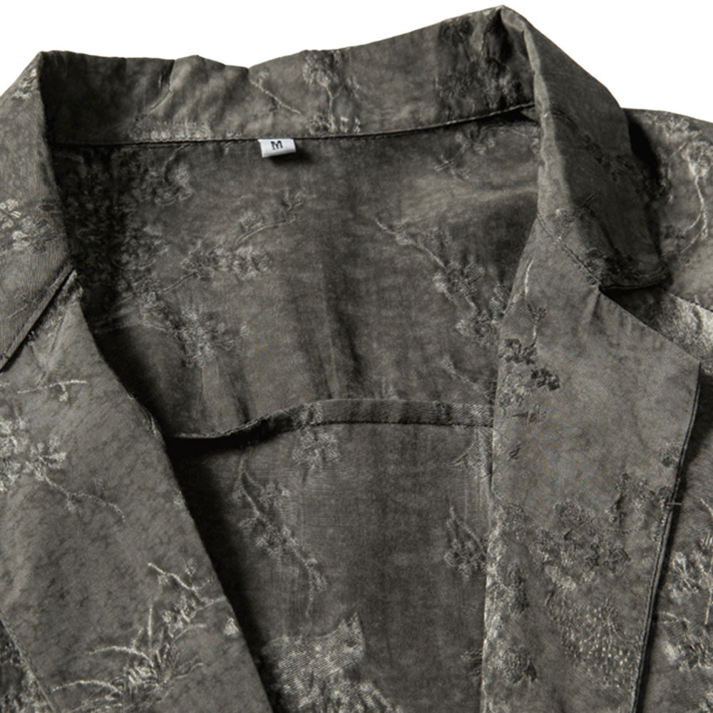 和風ジャカード半纏風シャツ半袖 