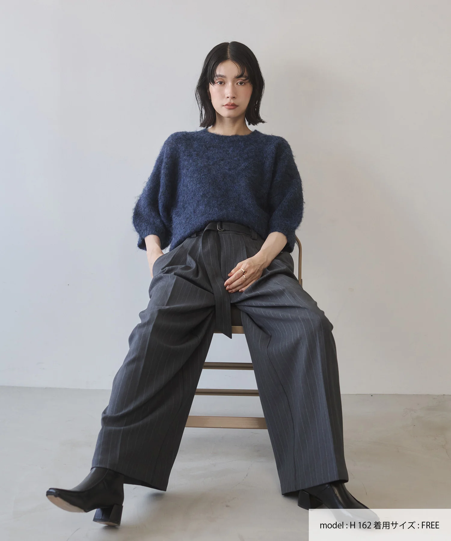 ツイルストライプ タックワイドパンツ