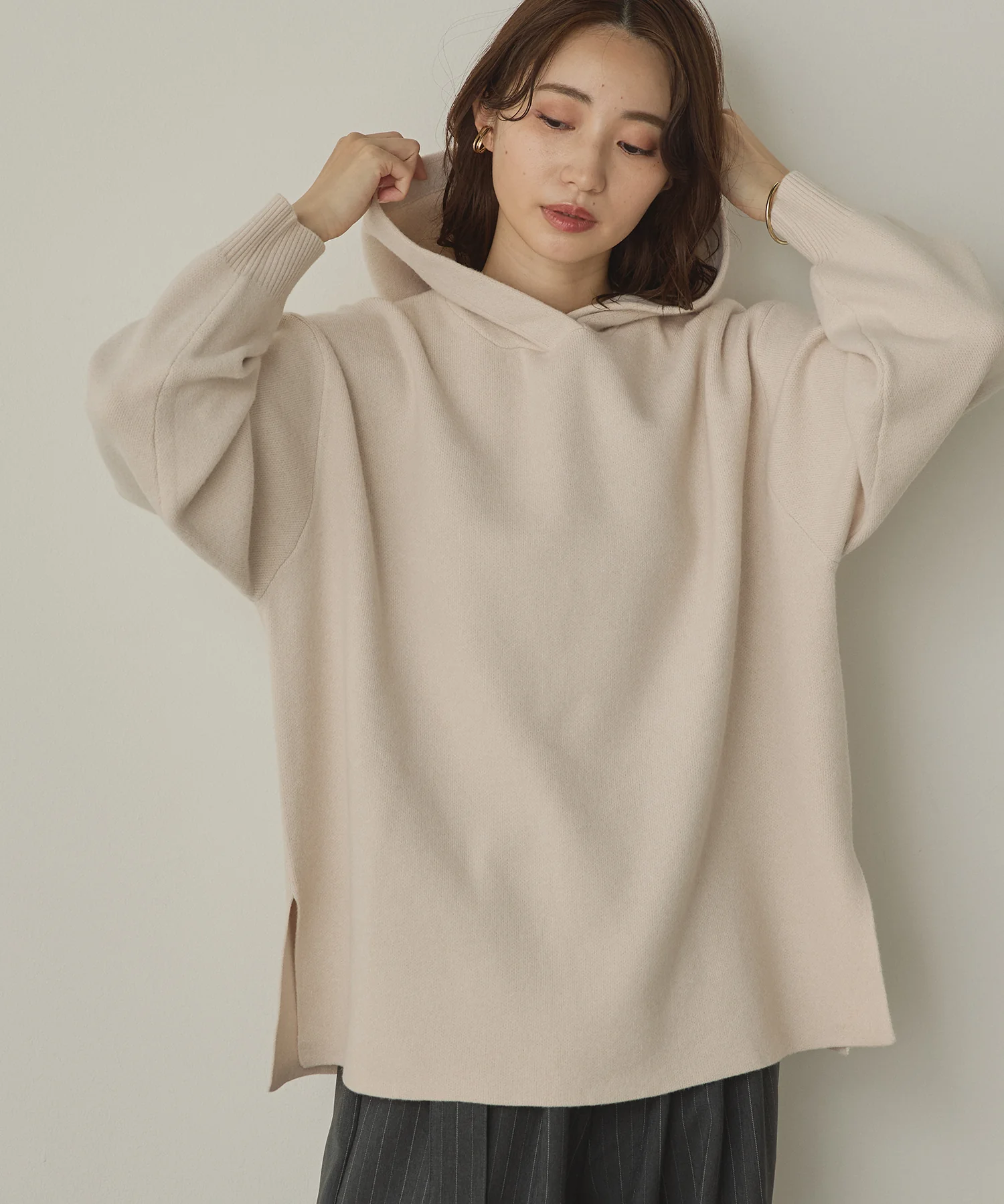 ニット フードパーカー