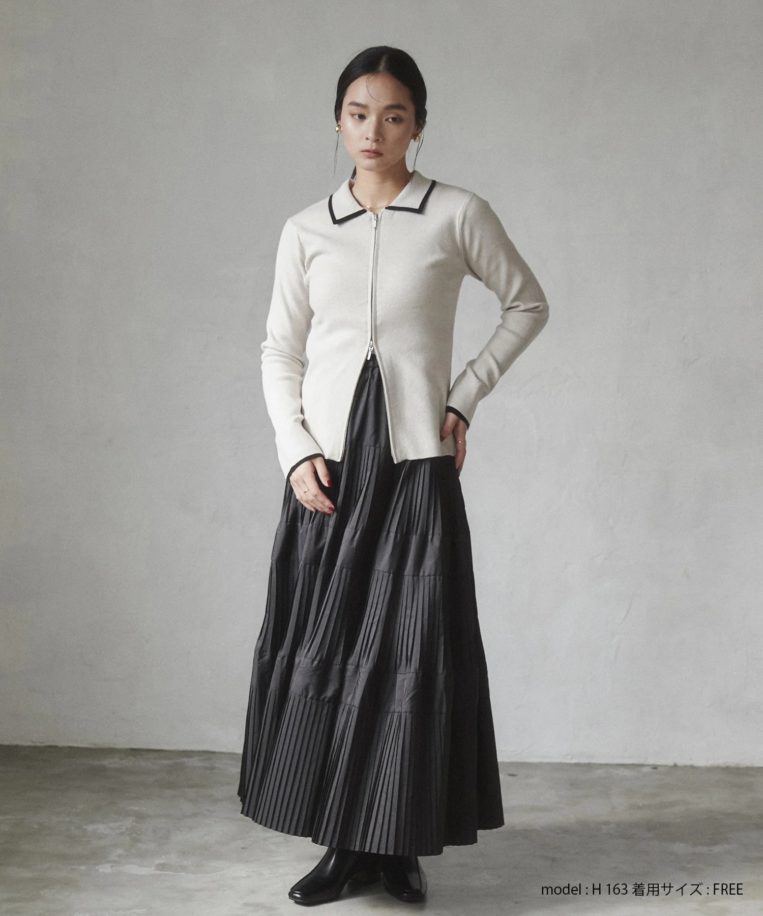 【静電気防止】やわもちヤーン Wジップポロニット