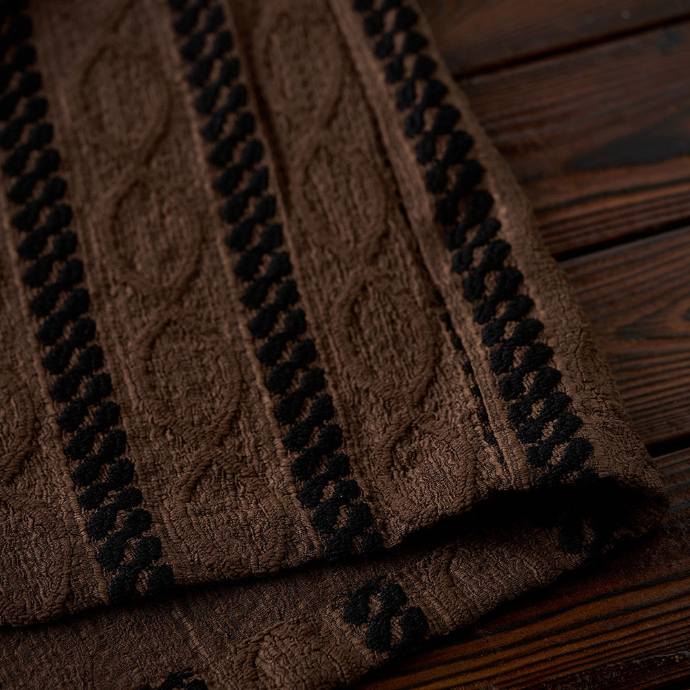 レトロエスニック調ジャカード　ストライプ長袖シャツ