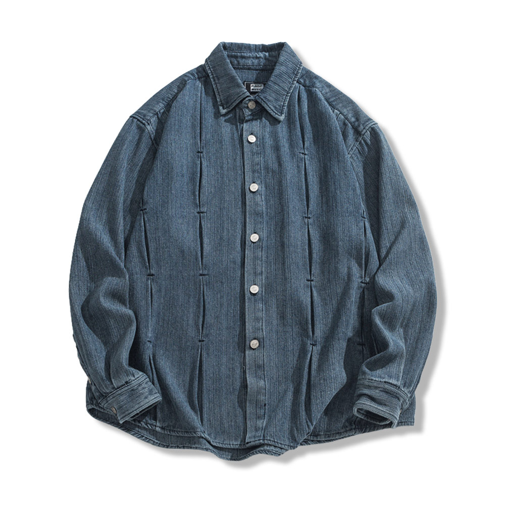 アメカジデニム長袖シャツ