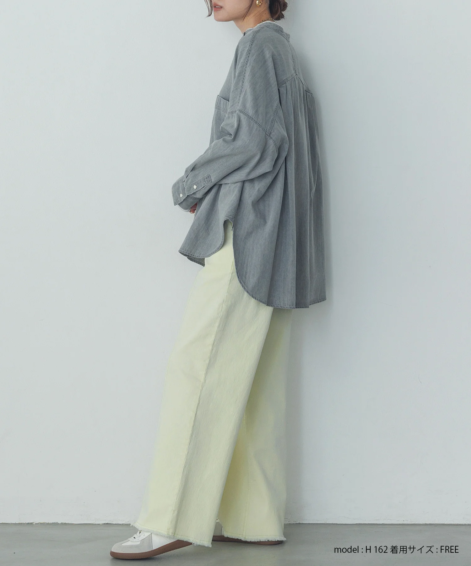デニム/ツイル ハイウエストワイドパンツ
