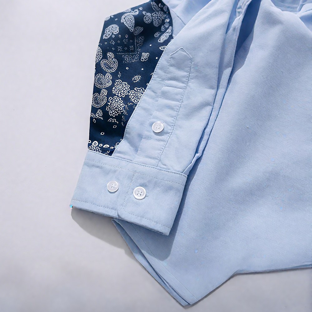 エルボーパッチペイズリー柄　オックスフォードシャツ