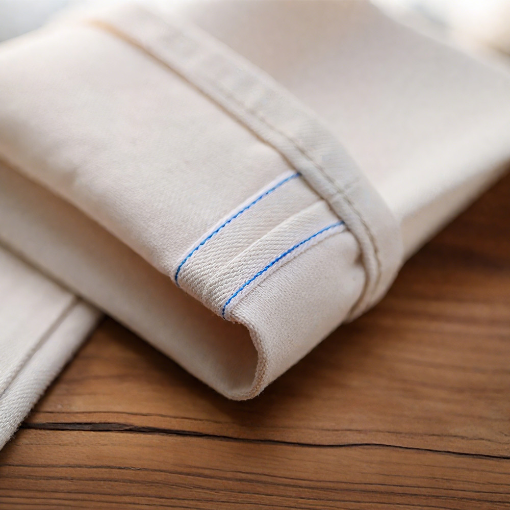 コットンシェル生成り│赤耳ホワイトデニムパンツ