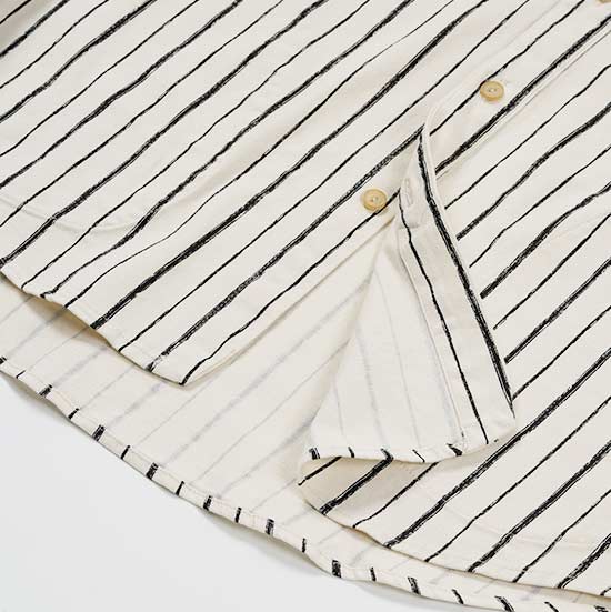 手描き風ストライプ 　ベースボールシャツ長袖